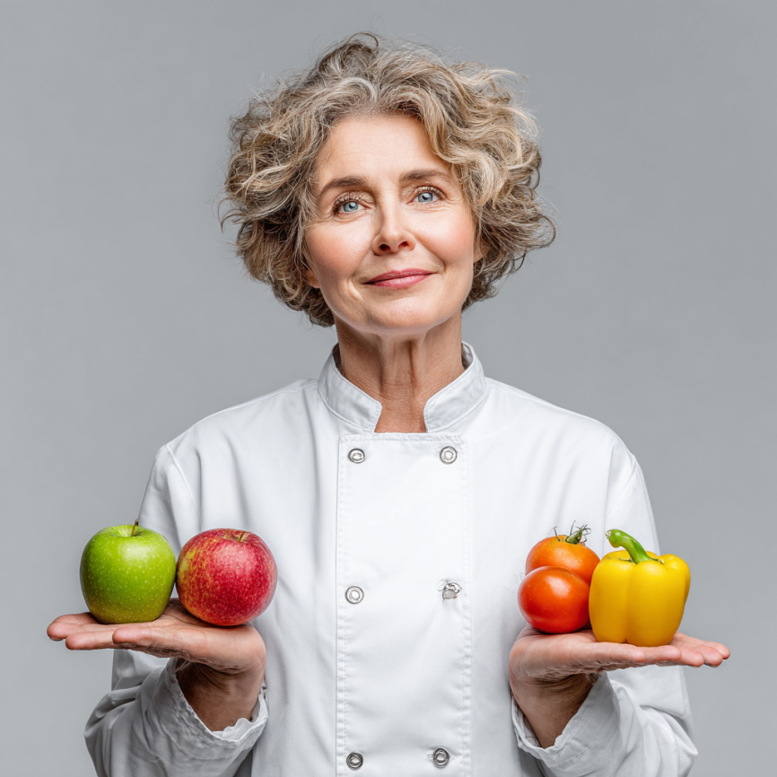 Активна літня людина із збалансованим харчуванням